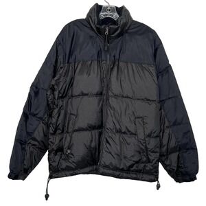 Foot Locker Men's Puffer Zip-up Black Jacket Cinched-String Pull Hem Size Medium